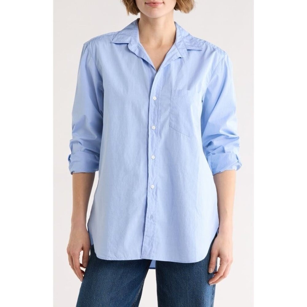 Frank & Eileen Womens Sz M Relaxed Fit Cotton Button Up Shirt Chest Pocket
